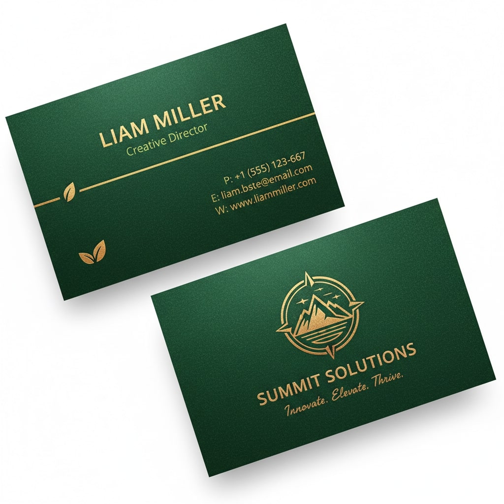 green gold foil business card