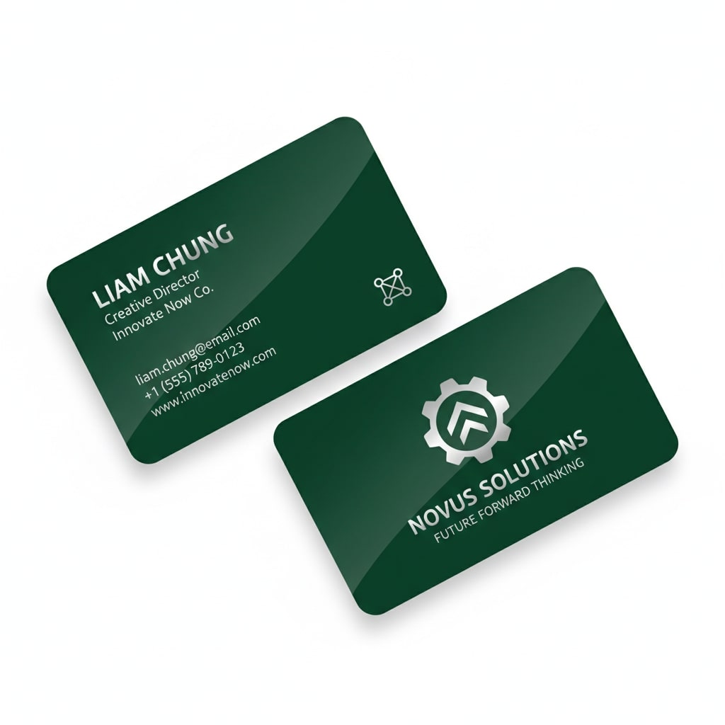green raised silver foil business card