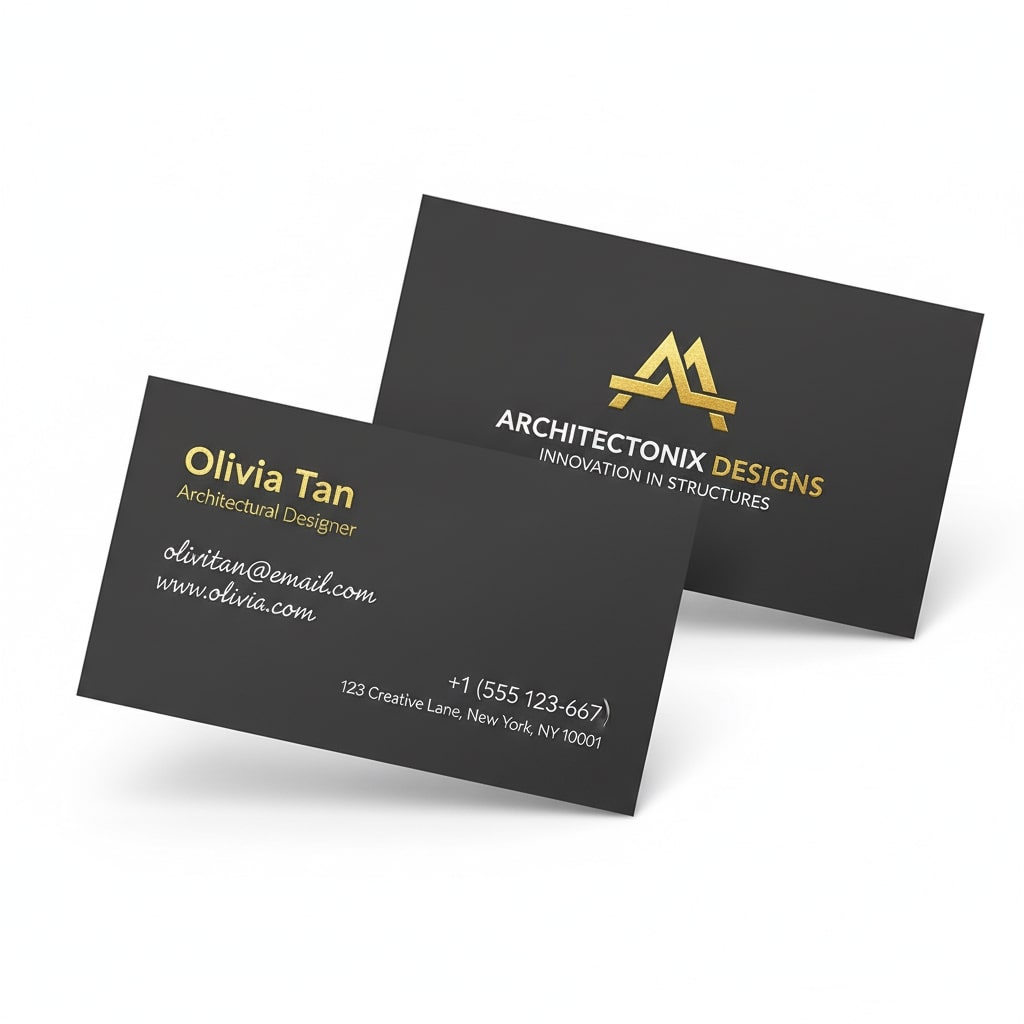 grey gold foil business card