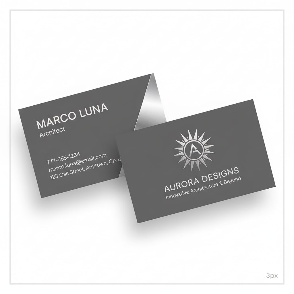 grey silver foil business card