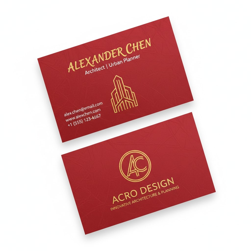 red gold foil business card