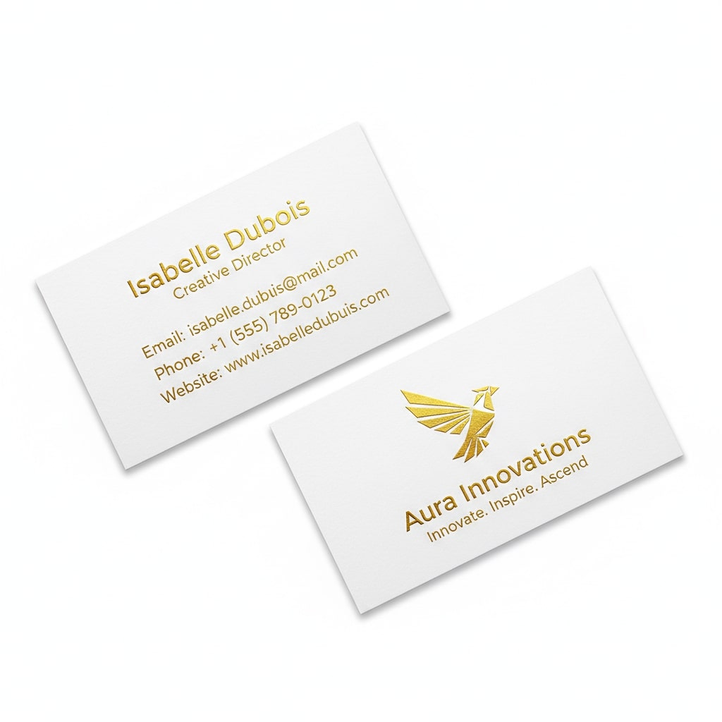 white gold foil business cards
