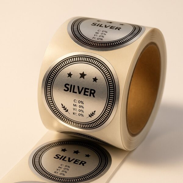 Silver Foil Circle Labels