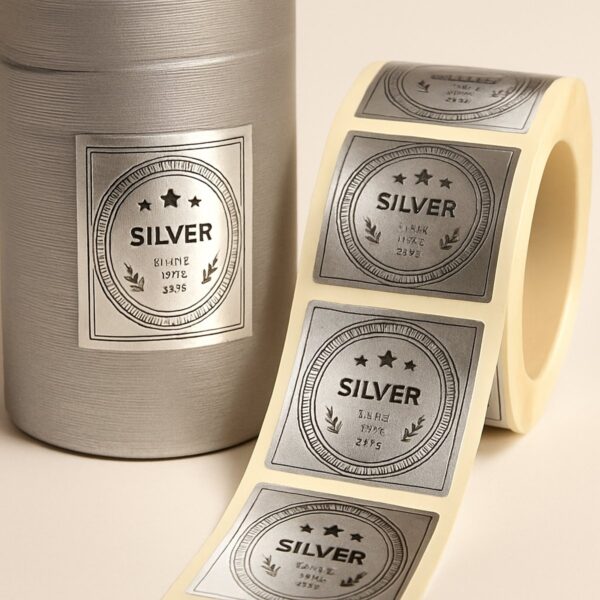 Silver Foil Rectangle Labels