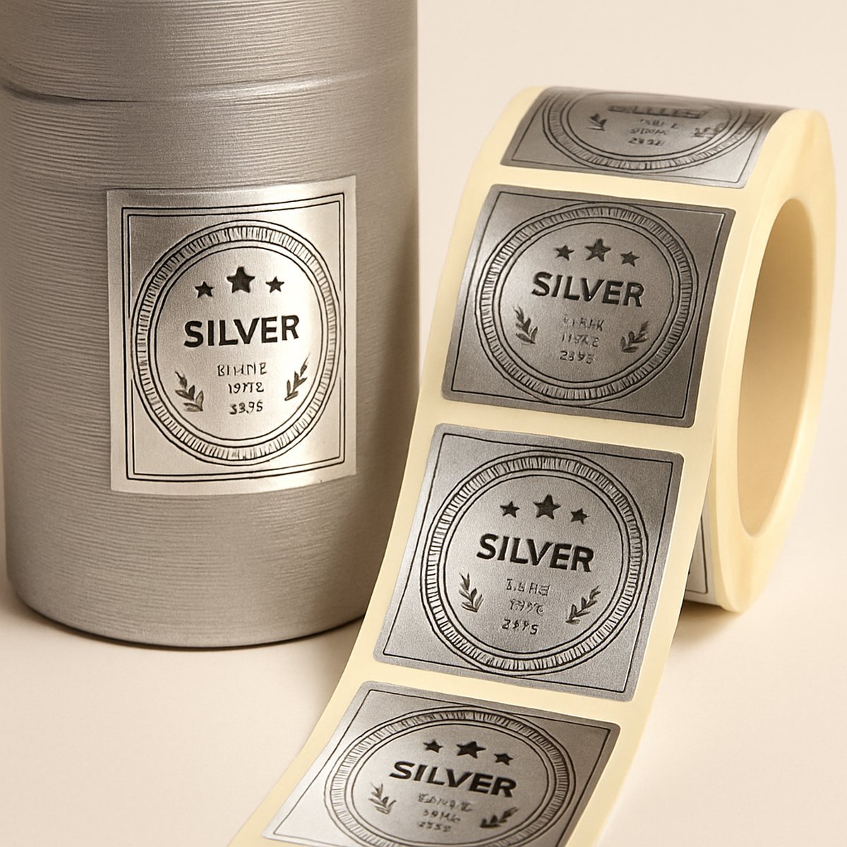 Silver Foil Rectangle Labels